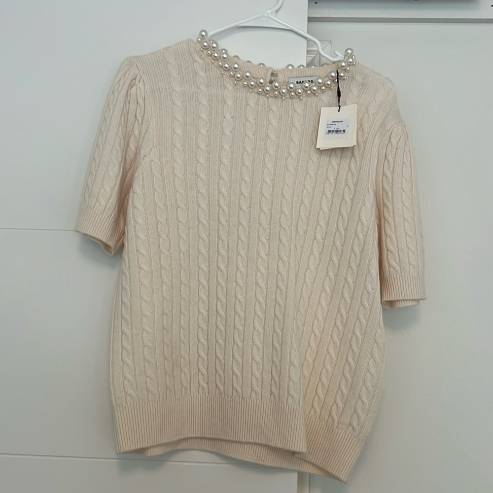SANDRO MADIE PEARL DETAIL SWEATER SIZE 4